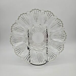 VTG Anchor Hocking Oyster Plate Clear Glass Deviled Egg Scalloped Grandmacore